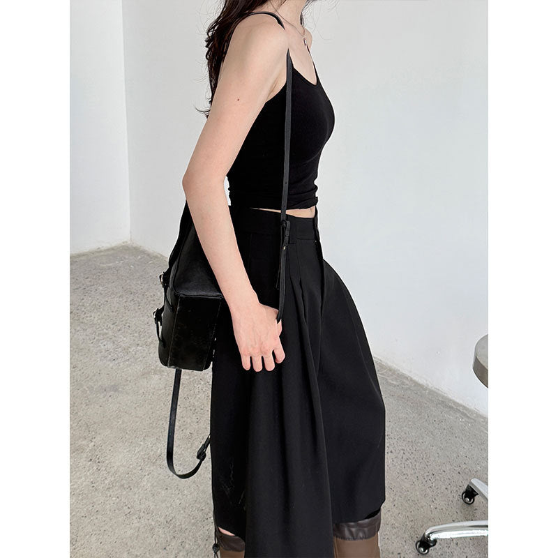Simple threaded vest women's summer new integrated chest pad with beautiful back and thin suspender top