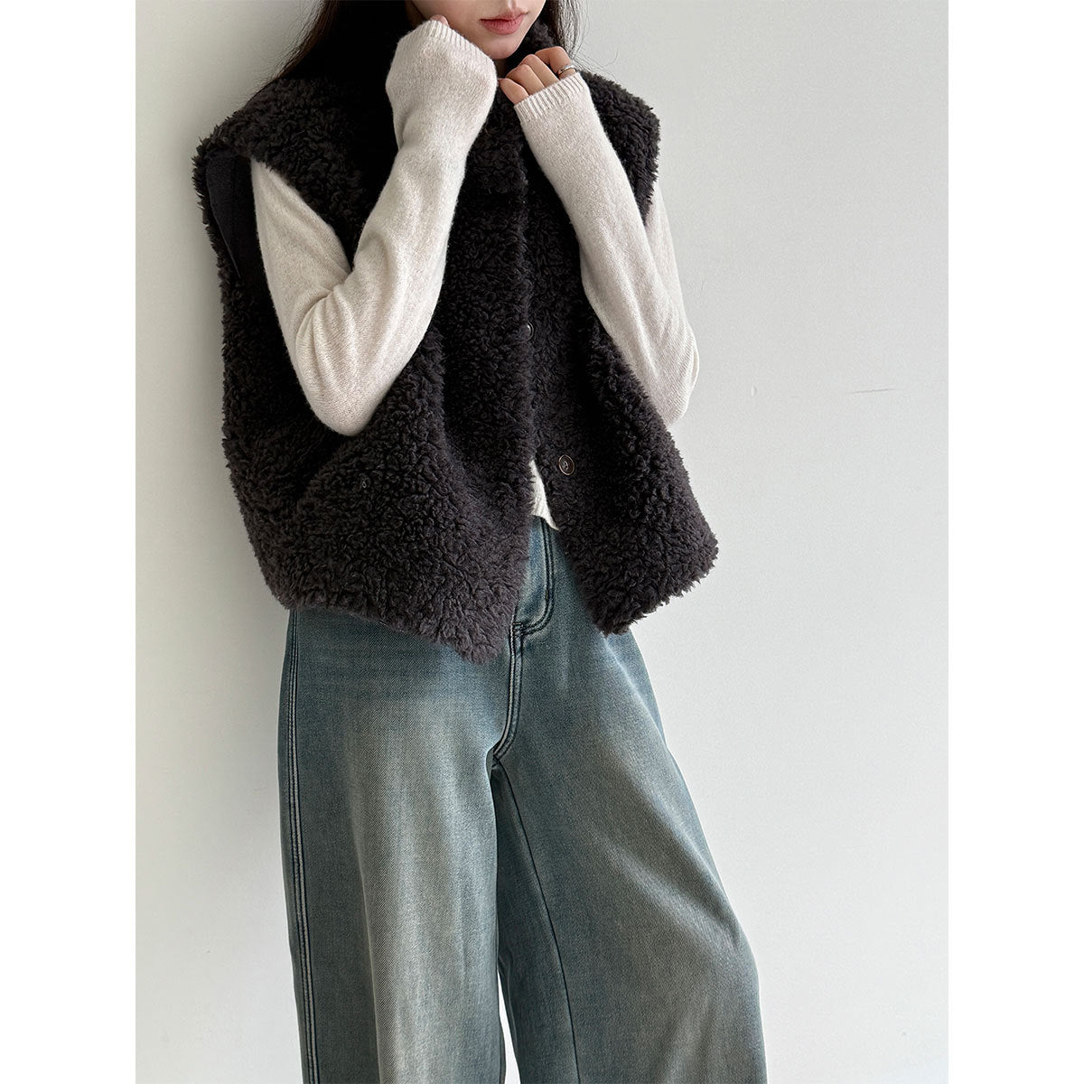 Panax notoginseng wool suede fur integrated sleeveless vest women's autumn and winter lamb wool vest