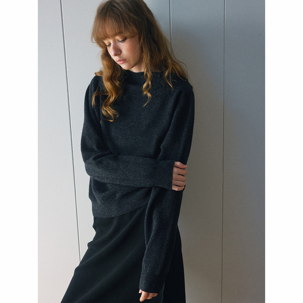Autumn new casual solid color all-wool simple versatile hooded knitted jumper