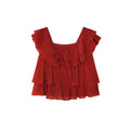 French sweet age-reducing thin loose square neck ruffle edge chiffon shirt