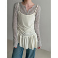 Korean irregular velvet suspender vest skirt women fold in early spring wear versatile slim top