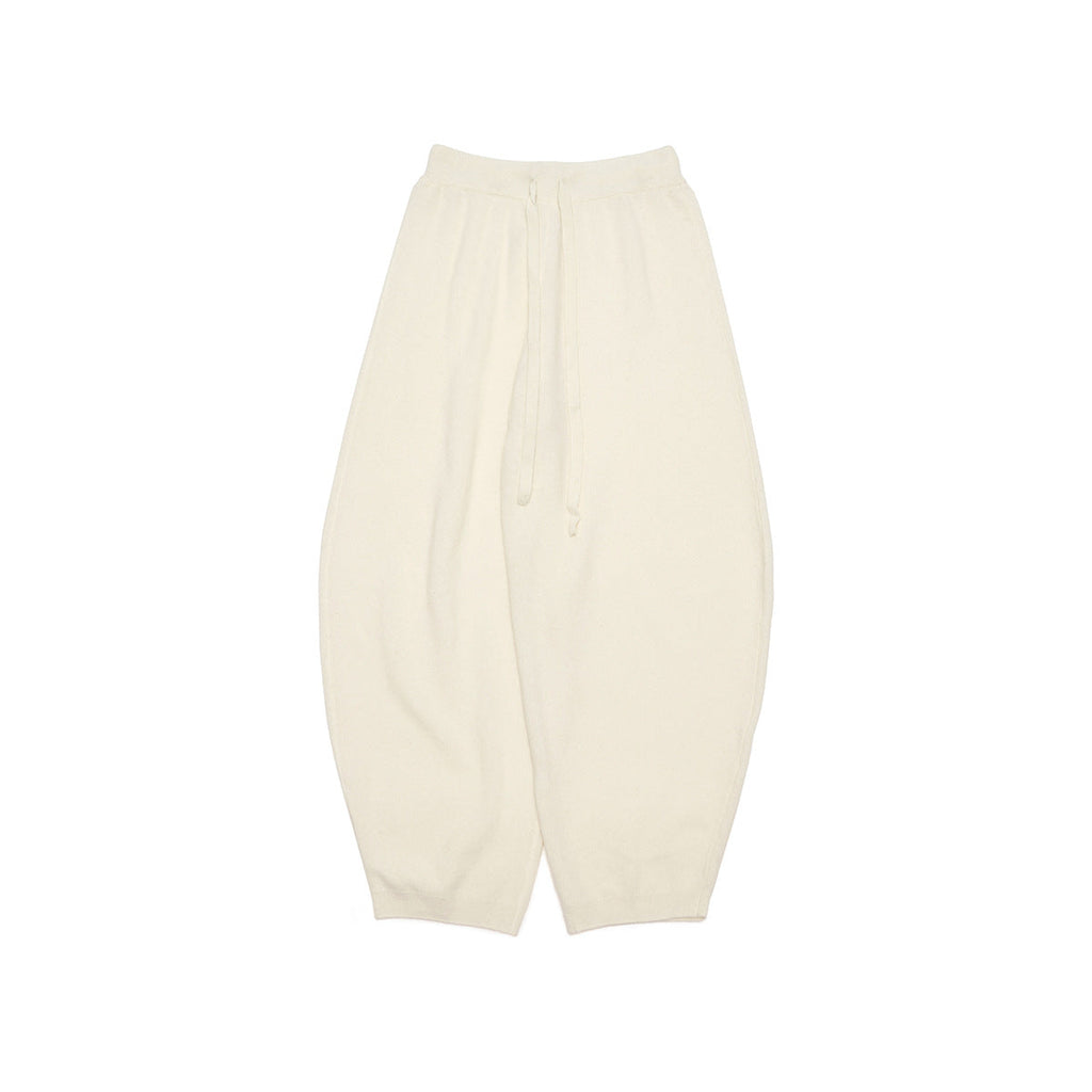 Autumn new casual high-waisted lace-up full cashmere loose long wool pants for women