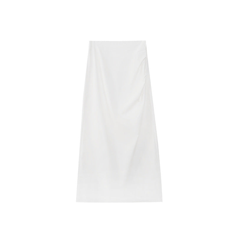 Women's High-Waist Slim-Fit Split Hem Solid Cotton Maxi Skirt