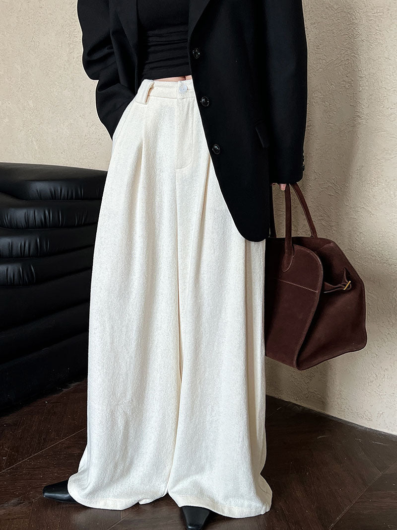 High waist, thin and loose, versatile wide-leg pants for women
