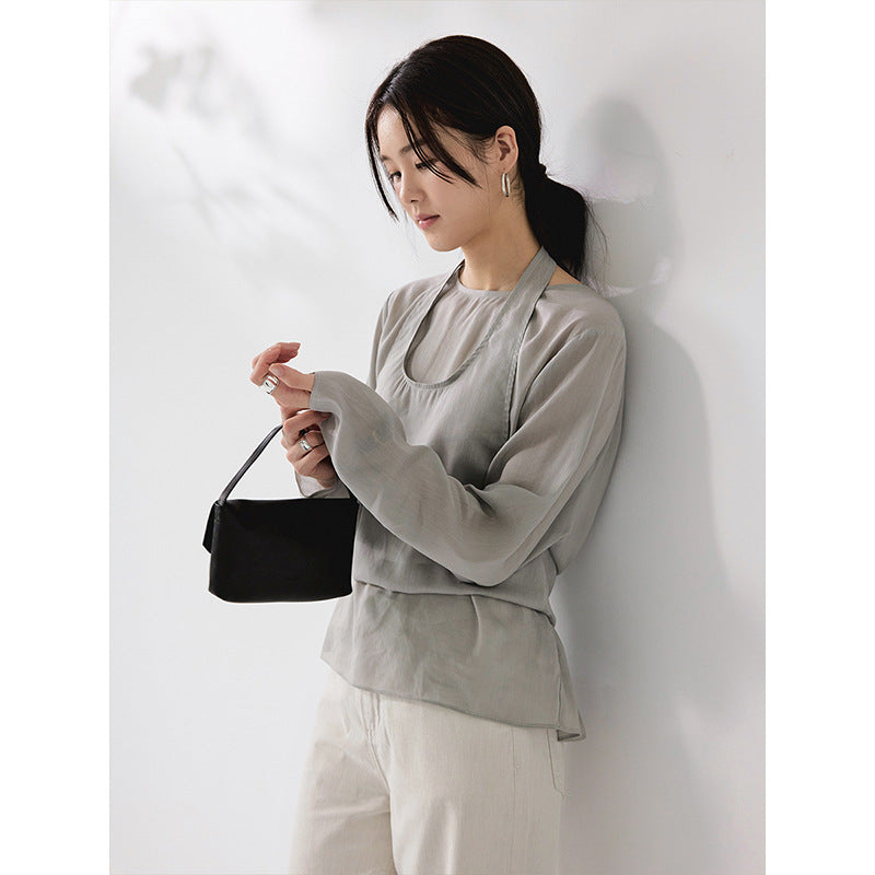 Two-piece set neck vest top stacked T-shirt summer suit