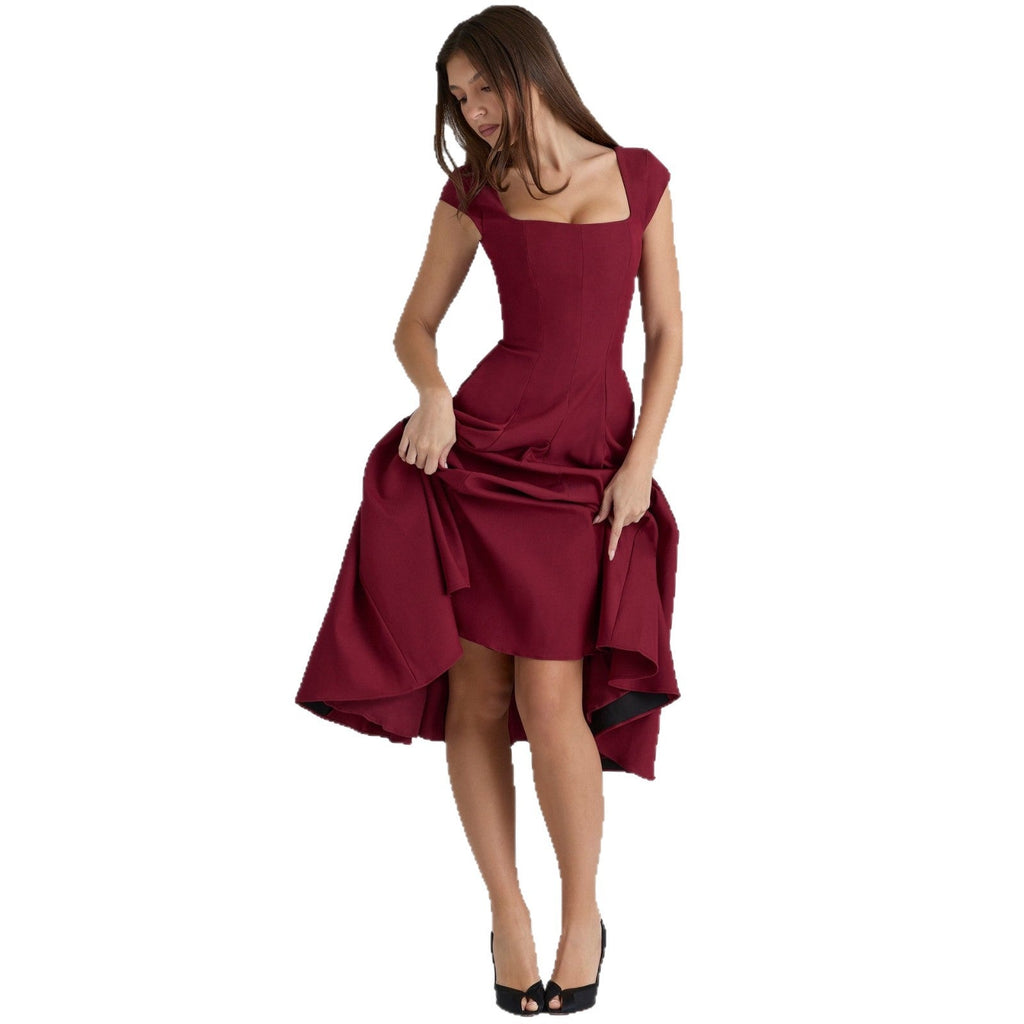 French pure desire style hollow lace-up dress