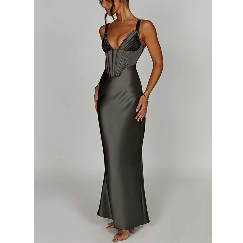 Long French Satin Spice Girl Suspender Dress