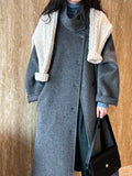 Korean high-end stand-up collar double-sided woolen coat women's medium and long style