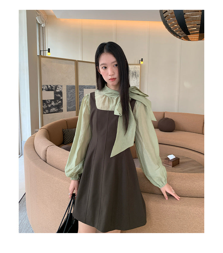 Long Sleeve Shirt with Bow Ribbon Inside
