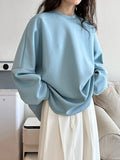 Spring new air cotton T-shirt women's loose silhouette lazy Japanese minimalist shoulder sleeves sweater thin