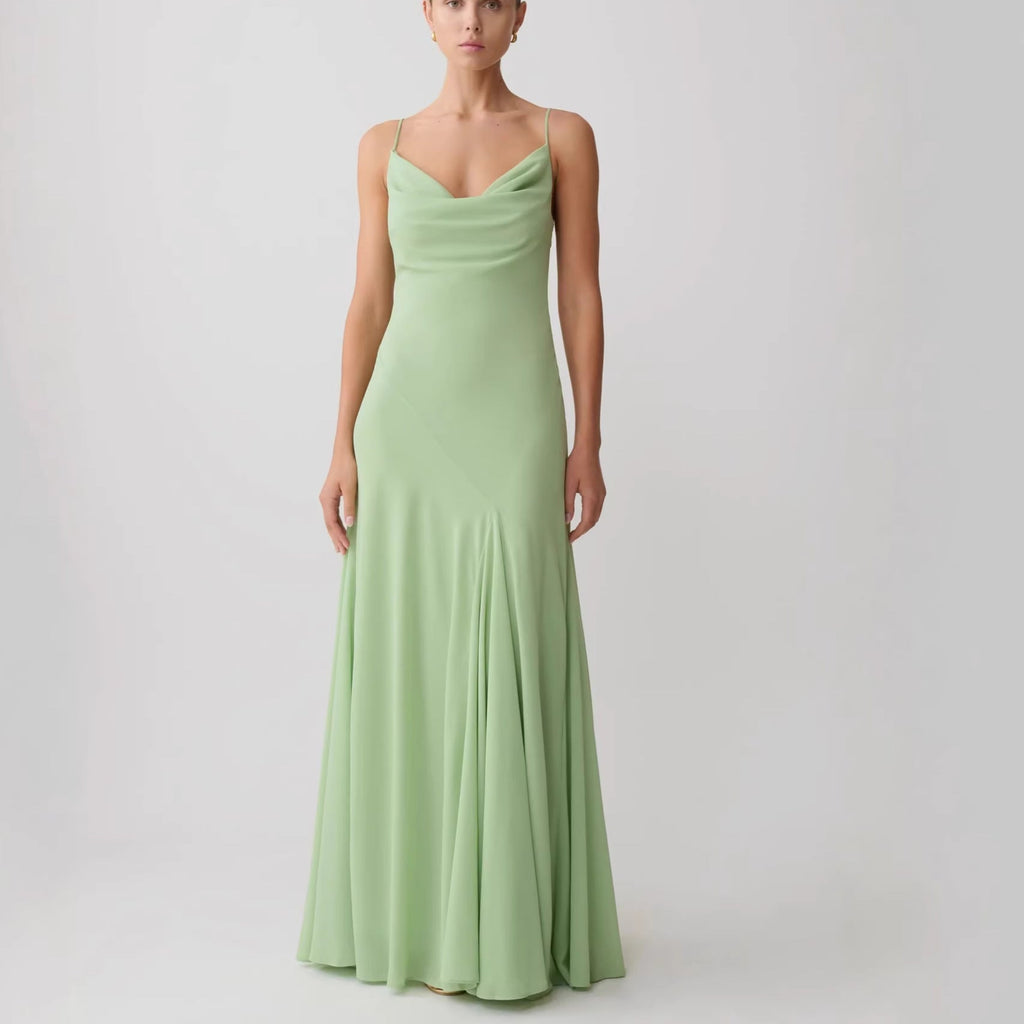 High quality holiday chiffon suspender long dress wind swinging collar dress evening dress