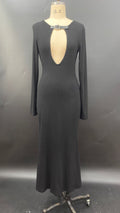 Black long-sleeved knitted dress for women's autumn and winter slim-fitting and thin temperament hip-wrapped long dress waist
