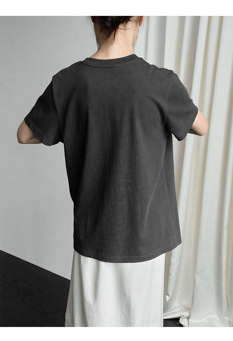 Patch cloth craft embroidery soft skin-friendly round neck short-sleeved loose T-shirt