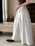 French design skirt autumn elastic waist irregular A-shaped skirt pleated long skirt