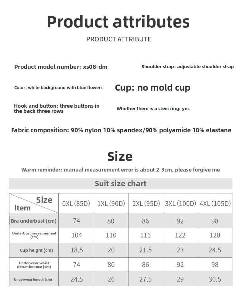 European and American cross-border direct sales embroidery lace sexy large size bra set large chest small upper support anti-sagging underwear women