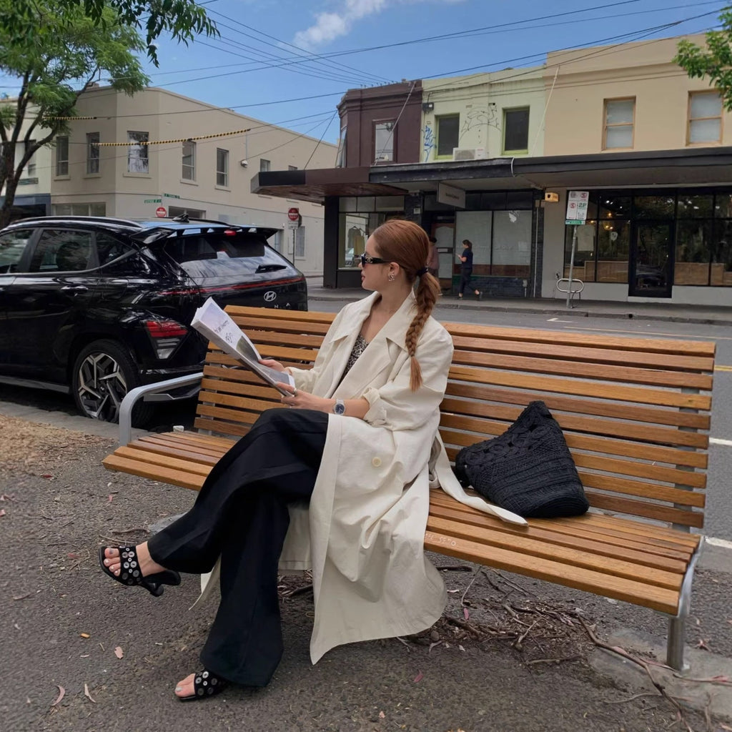 Fashion temperament long trench coat