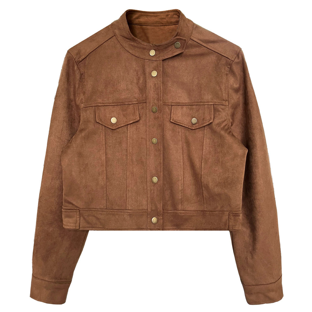 Suede short coat women's autumn new design sweet cool locomotive tooling jacket top