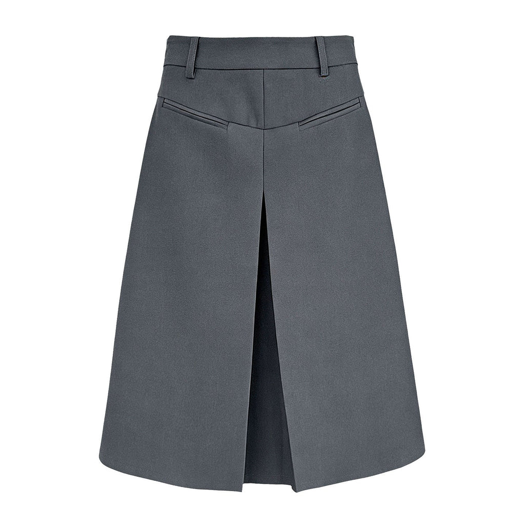 Korean version of high-waisted split skirt, spring suit short skirt, thin casual A-shaped skirt, mid skirt