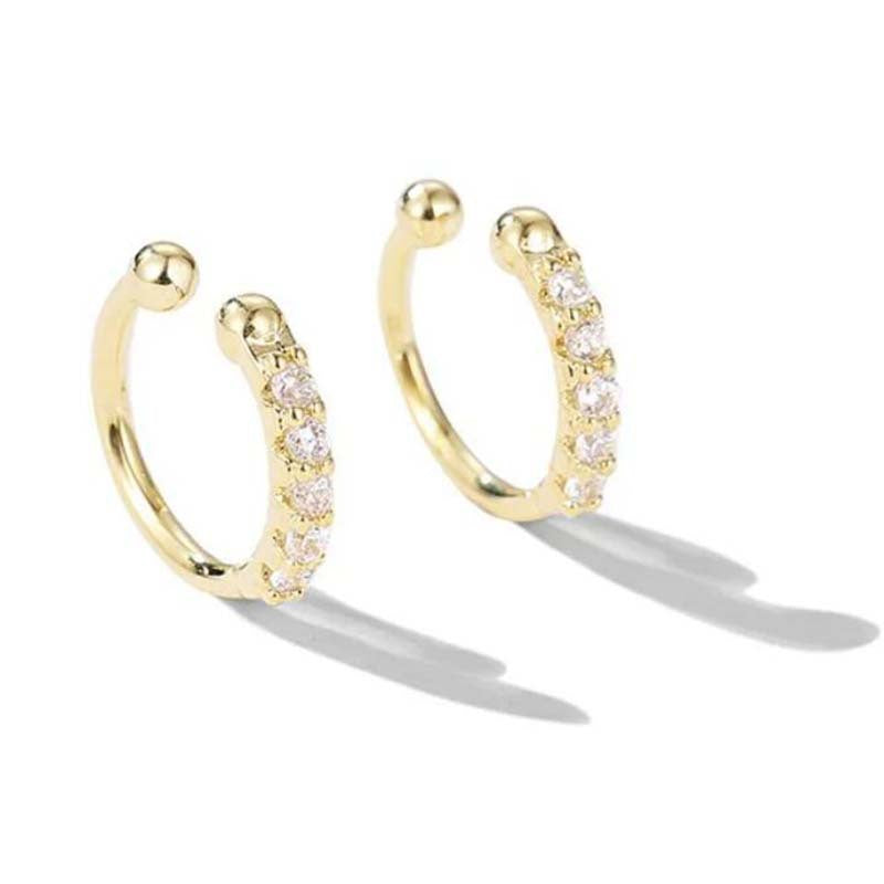 Exquisite zircon ear clips, fashionable niche design sense, round irregular ear bone clips, no ear piercings, gospel
