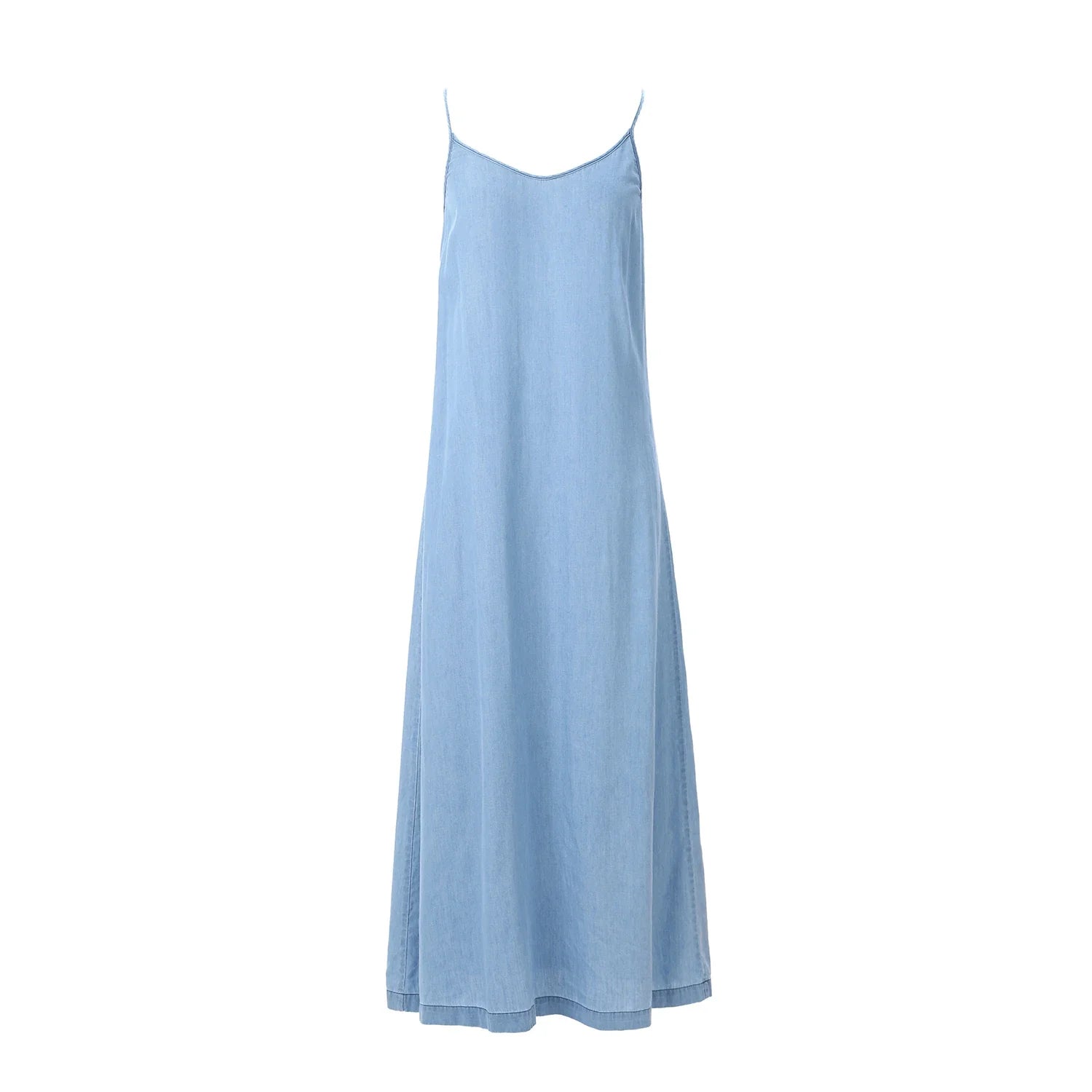 Women Lightweight Denim Wrap Blouse & Slip Dress Set
