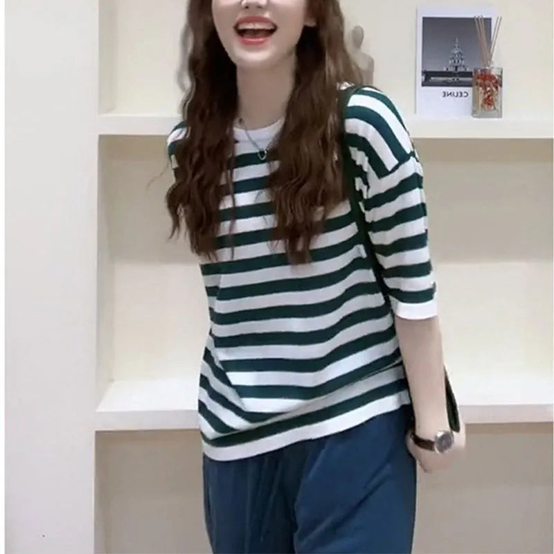 Striped Cotton Knit Tee