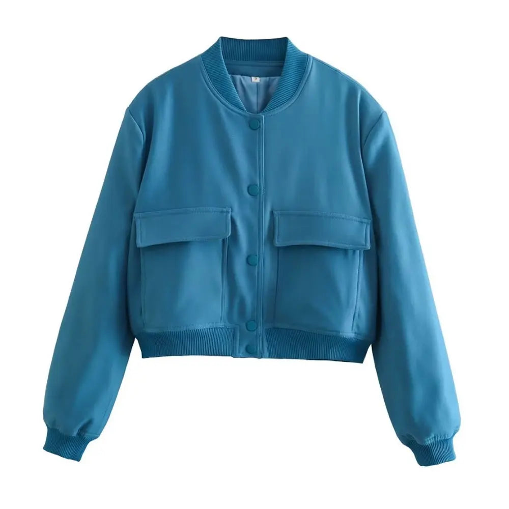 Women's Bomber Jacket with Pockets