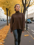Mock Neck Knit Sweater Raglan Sleeve Loose Fit with Ruched Detail