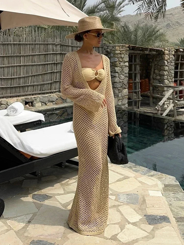 Women Swimwear Feminine Bikinis Cover-ups Holiday Crochet Beach Outfit K21