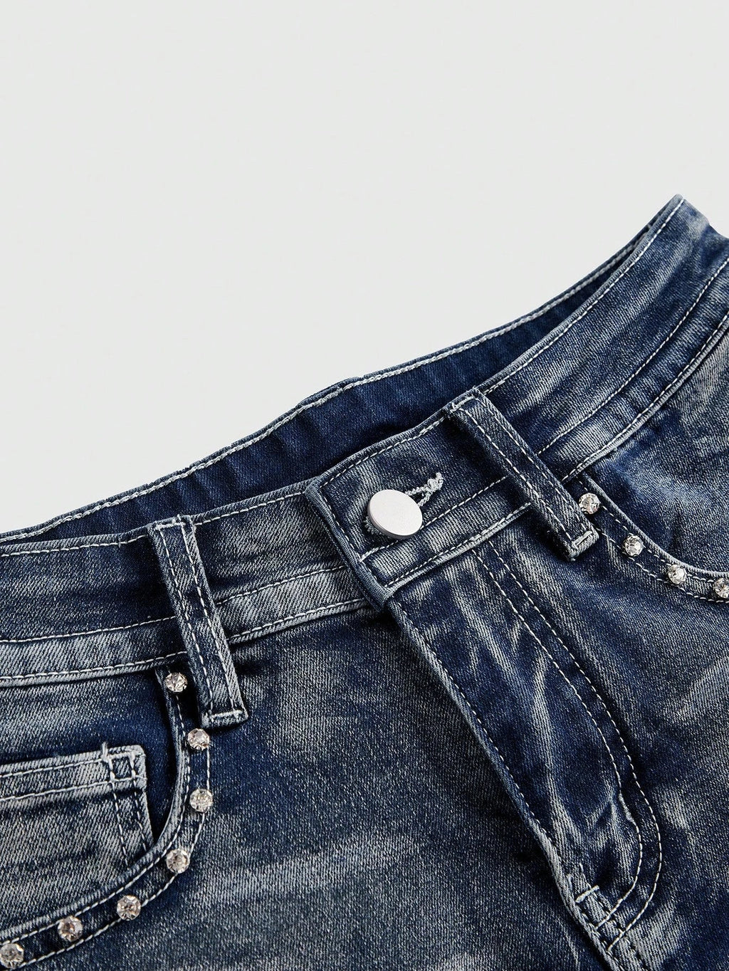 Y2K Embroidered Distressed Denim Shorts