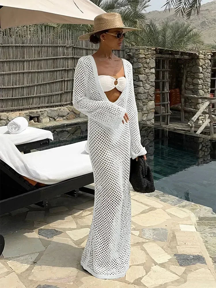 Women Swimwear Feminine Bikinis Cover-ups Holiday Crochet Beach Outfit K21