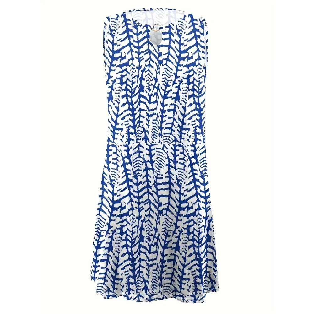 Women's Bohemian Print V-Neck Dress