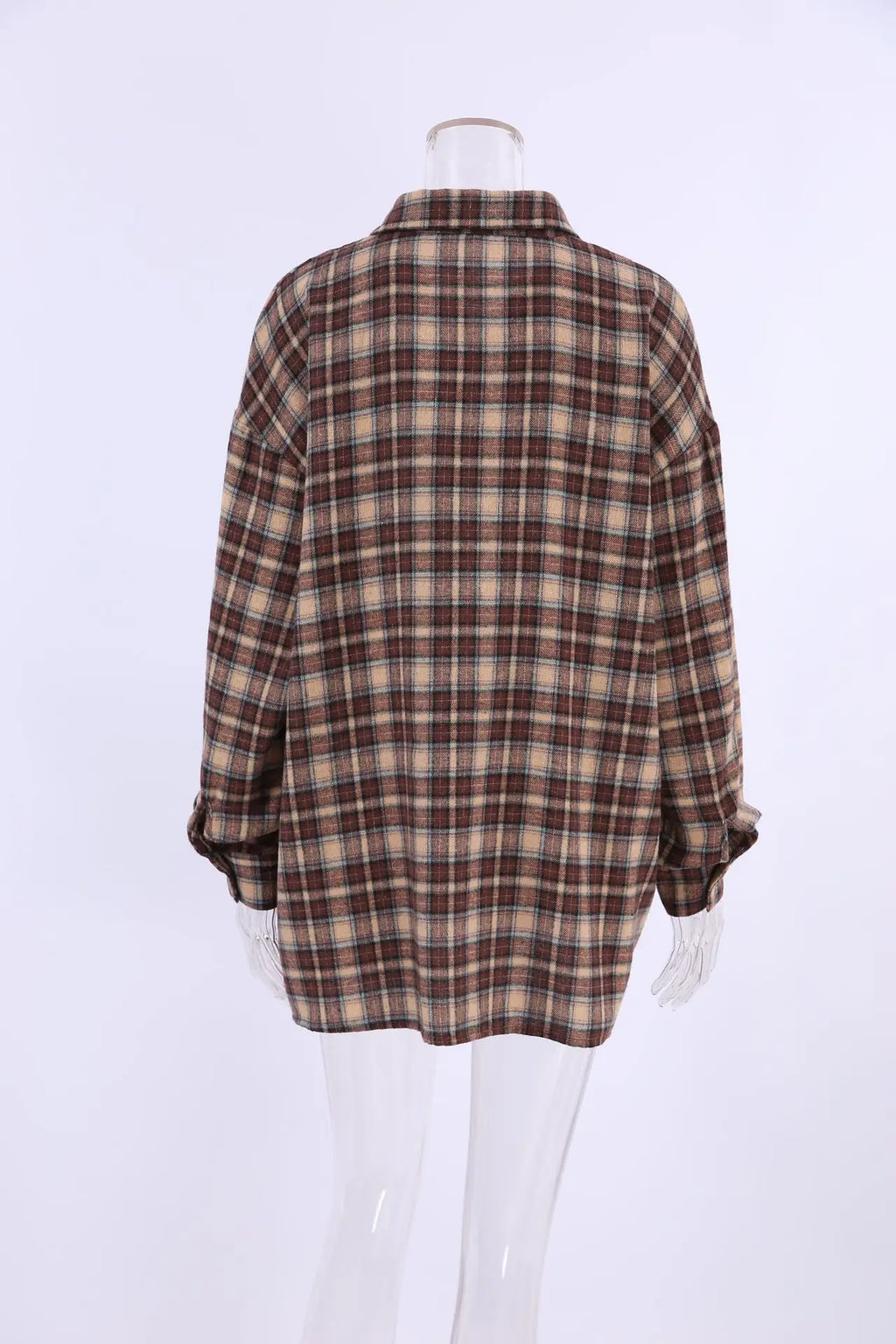 Vintage Plaid Long Sleeve Blouse with Ruffles