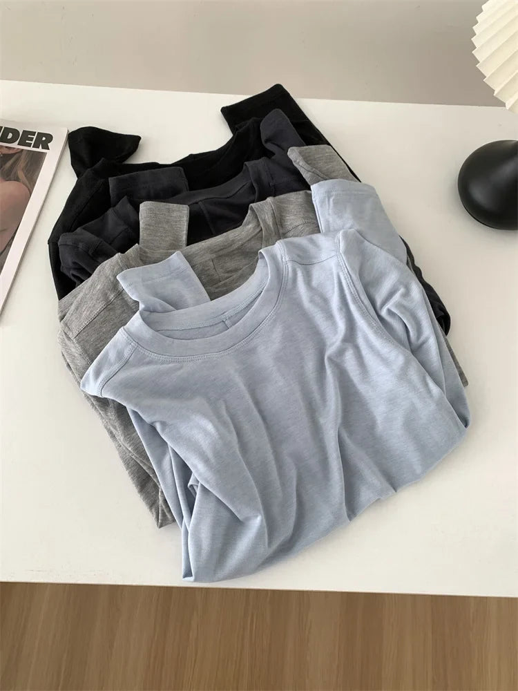 Silk Wool Blend Long Sleeve Top