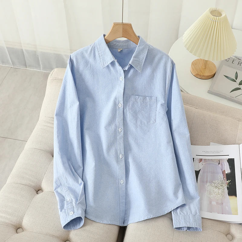 Classic Blue & White Striped Shirt | Women's Casual Everyday Blouse