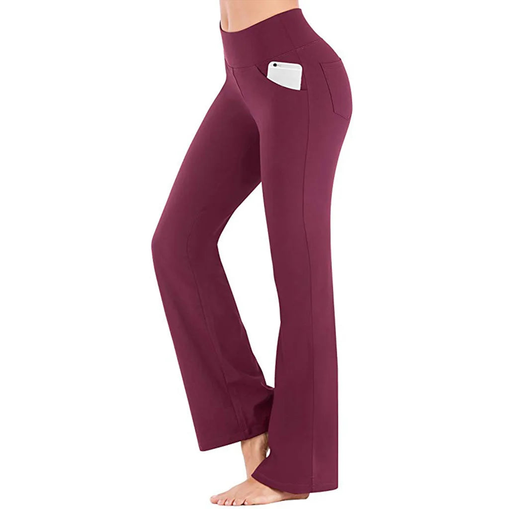 High Waist Wide Leg Pants Slim Fit Pockets Full Length Casual
