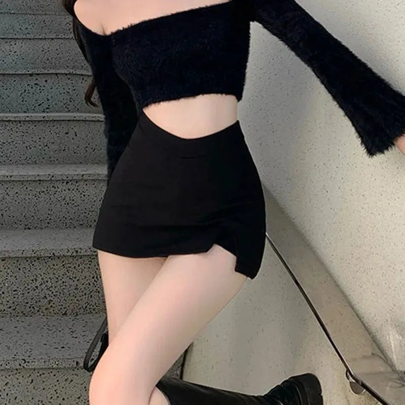 Women's High-Waist Split Mini Skirt