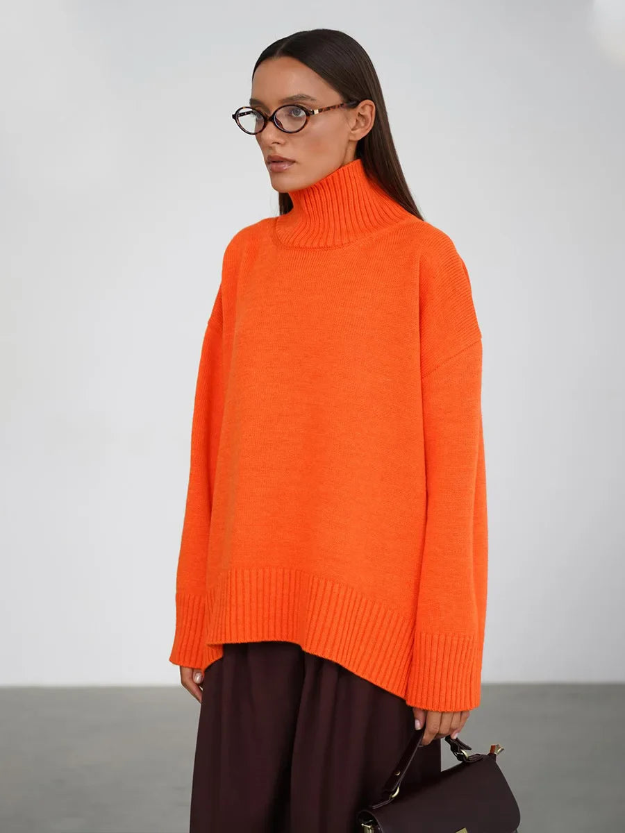 Turtleneck Oversized Sweater Long Sleeve Loose Fit Pullover