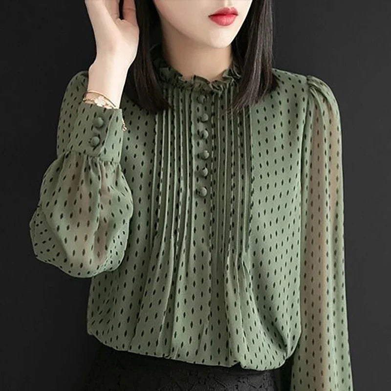 Women's Polka Dot Chiffon Blouse