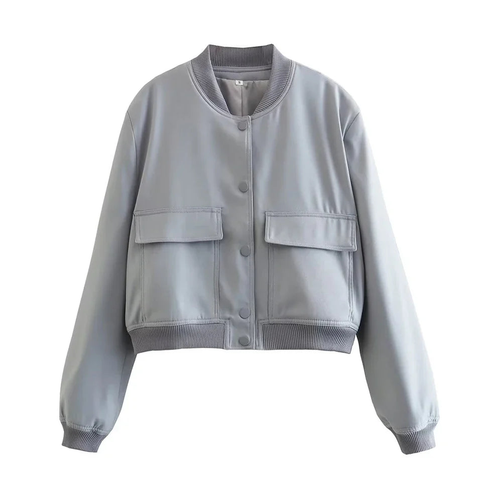Women's Bomber Jacket with Pockets