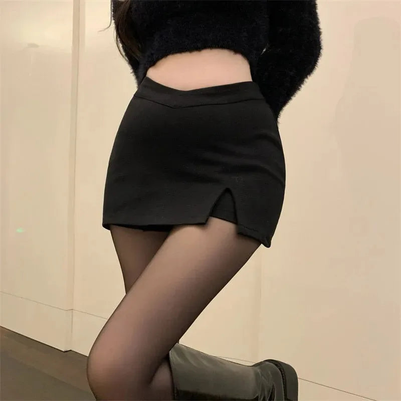 Women's High-Waist Split Mini Skirt
