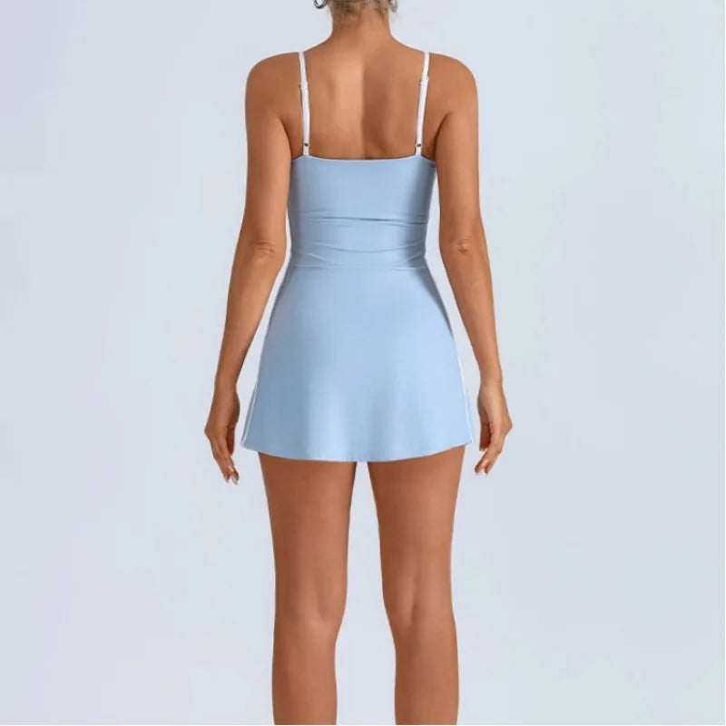 Tennis Golf Dress with Built-in Shorts & Chest Pad