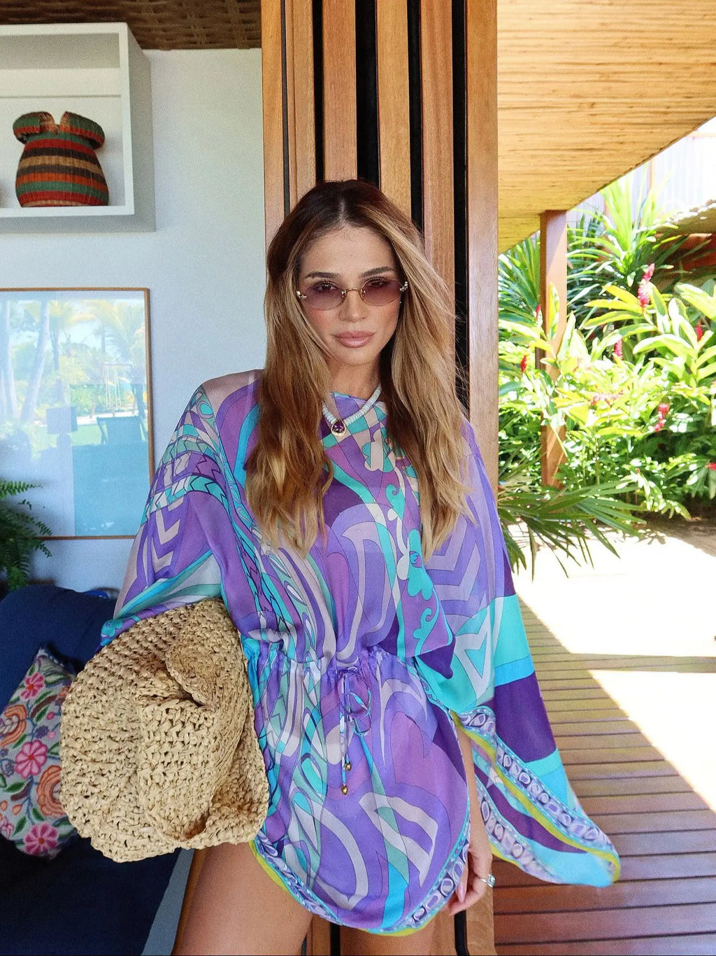 Women's Printed Long-Sleeve Mini Dress