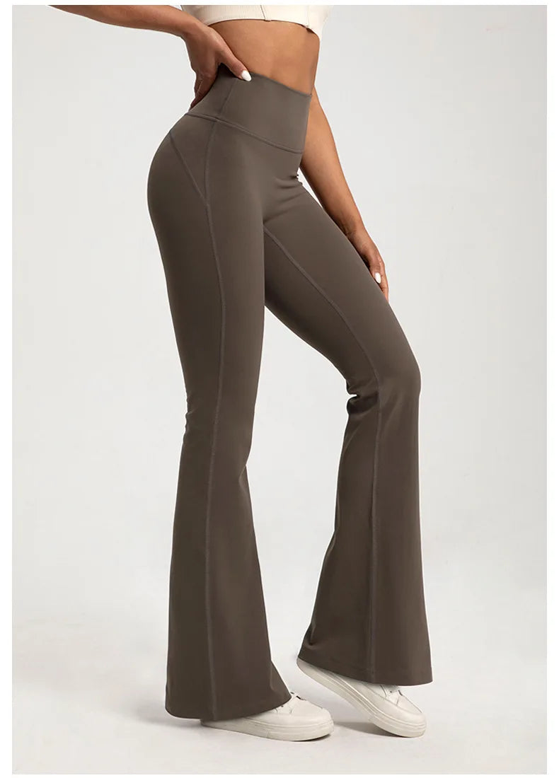 High Waist Flared Yoga Pants Hip Lifting Seamless Bell Bottom Fitness