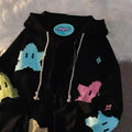 Y2K Oversized Embroidered Zip-Up Hoodie