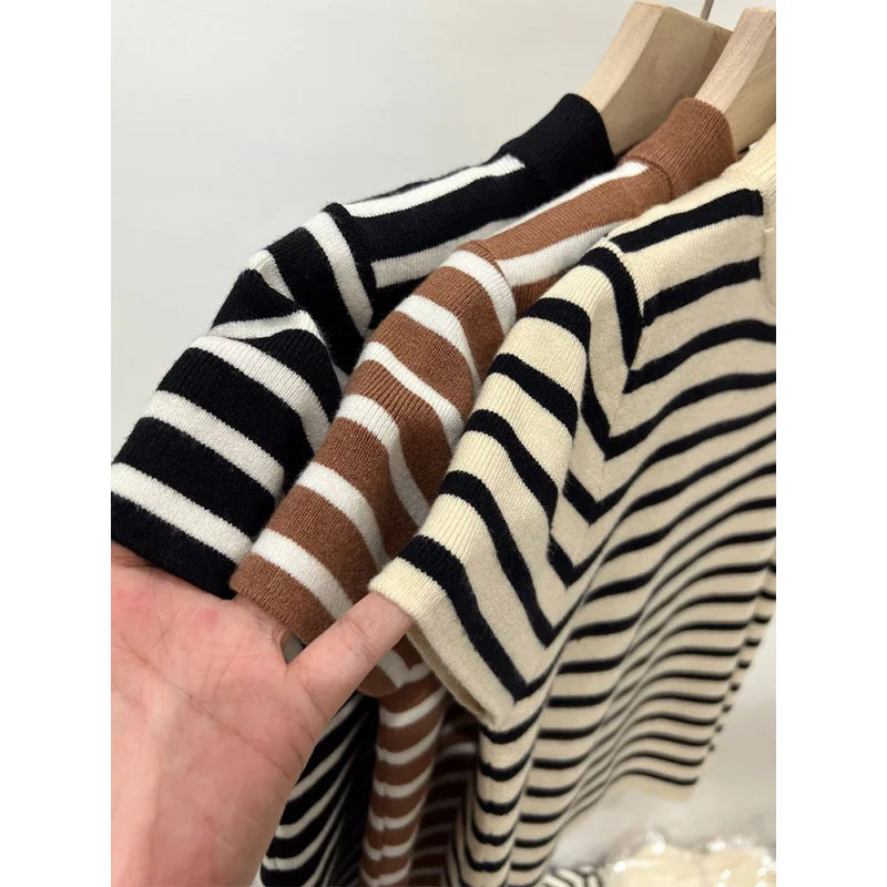 Striped Half-Turtleneck Sweater