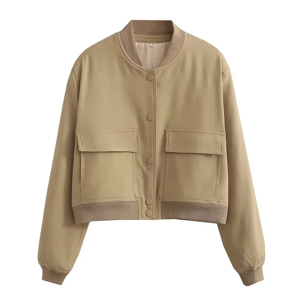 Women's Bomber Jacket with Pockets