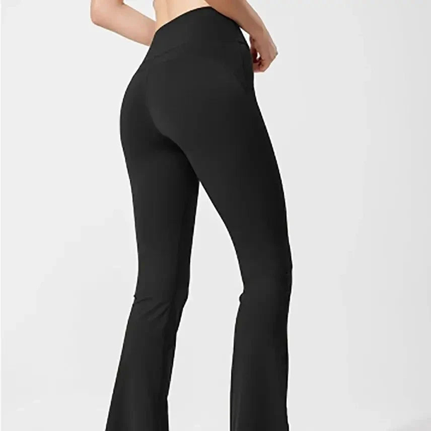 High Waist Flared Wide-Leg Pants | Slim Fit Floor-Length Elegant Trousers