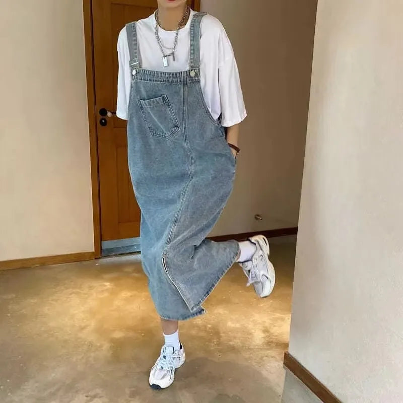 Denim Overall Dress Women Sleeveless Jeans Dress Spaghetti Strap Casual Loose