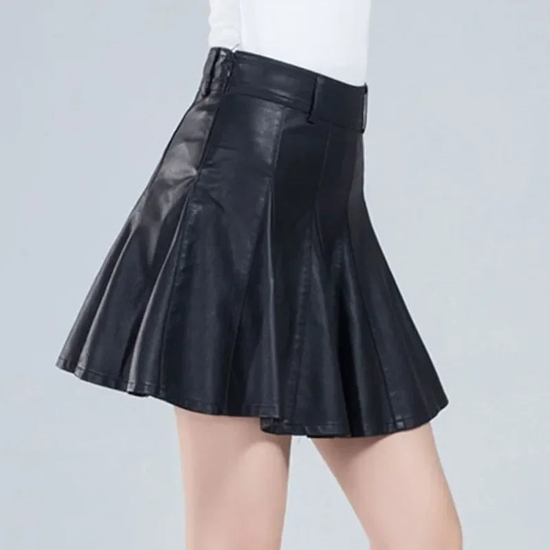 Women's High-Waist Leather Mini Skirt