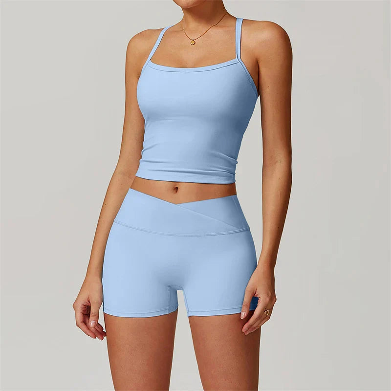 2-Piece Sports Bra & Leggings Set | Women's Push Up Gym Yoga Workout Suit